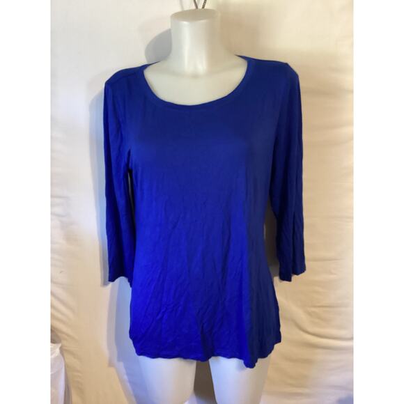 2095 NWOT Cable & Gauge Womens 3/4 Sleeve Scoop Neck Top Blue Size Extra Large - Picture 1 of 2
